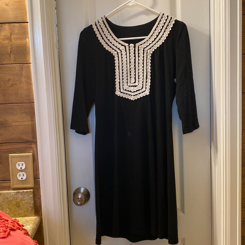 Black and white embroidered dress